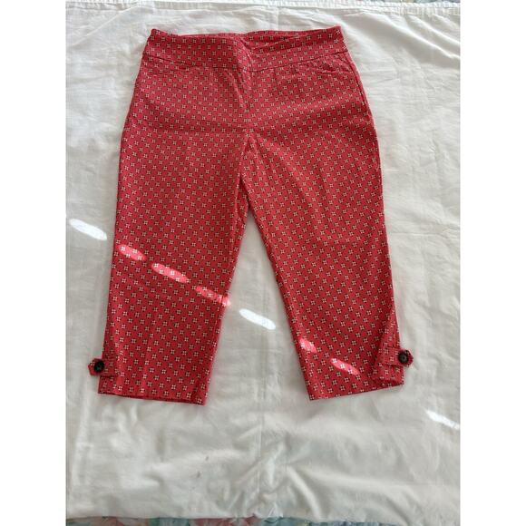 Coral Bay Women’s 14 Orange Print Hi Rise Spandex Capris - Picture 2 of 9